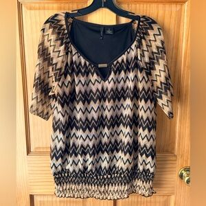 New Directions Elegant Chevron Women's Blouse - XL- GUC - Altered Sleeves